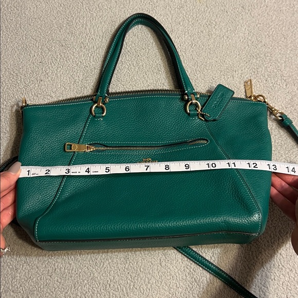 Coach Praire Satchel in Pebbled Leather Jade Green crossbody - Picture 15 of 16
